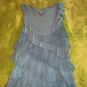 Vanity Light Blue Tank Top Layered Lace